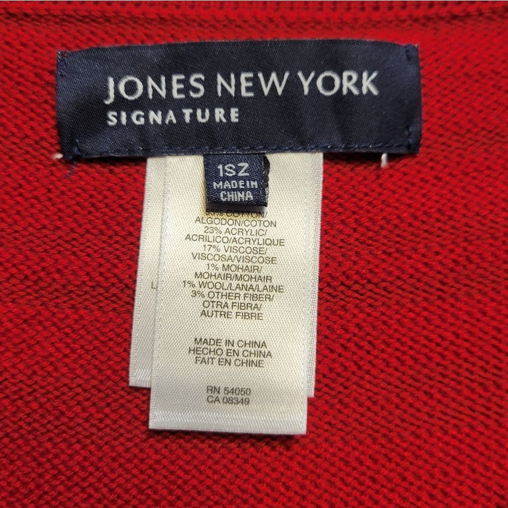 Jones New York Red Striped Women's Poncho - Picture 7 of 11